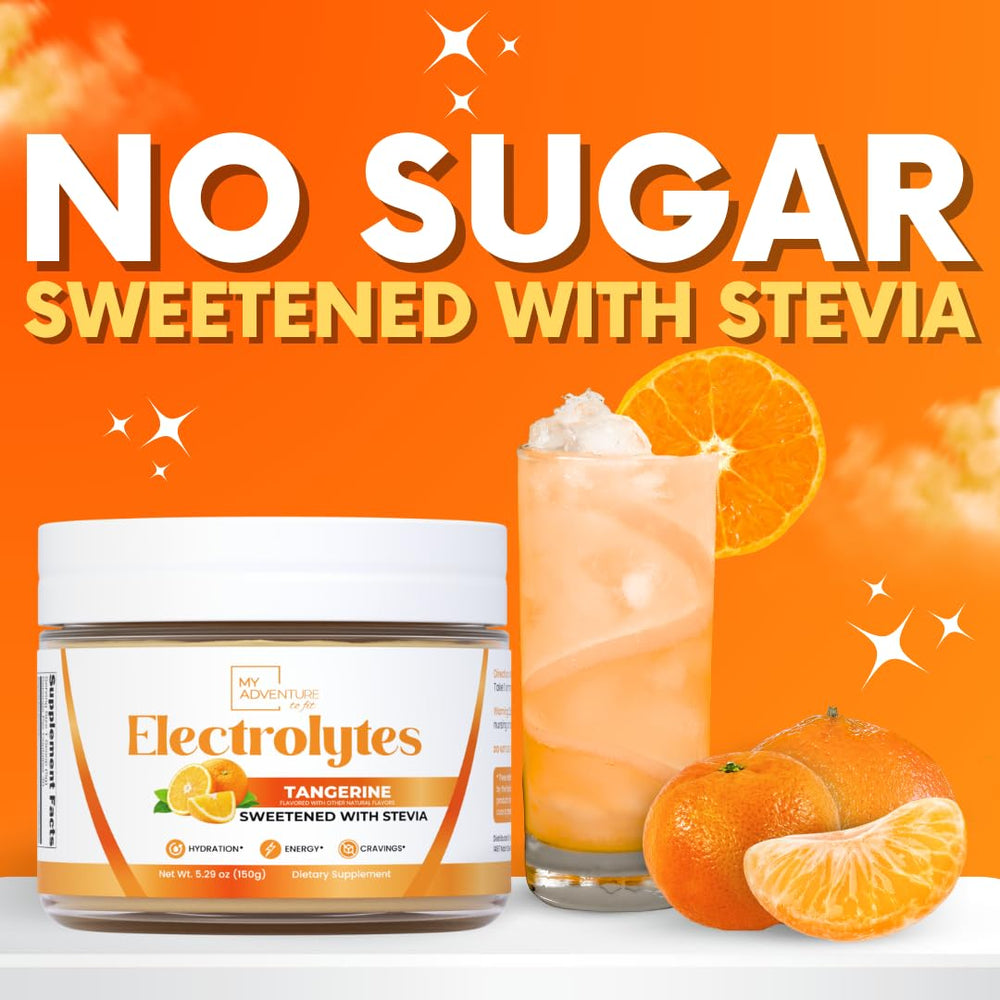 Pour action of Tangerine Electrolytes powder into a glass