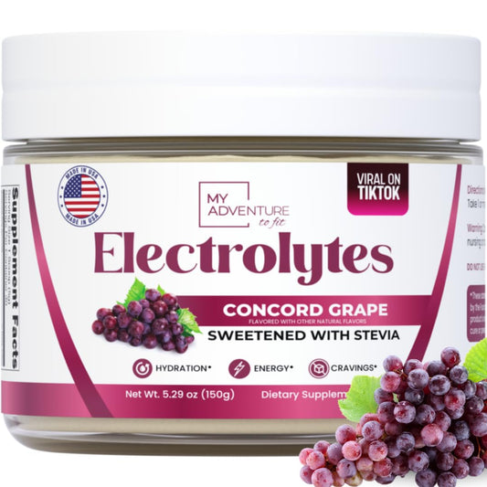 My Adventure to Fit Concord Grape electrolytes powder canister for refreshing hydration