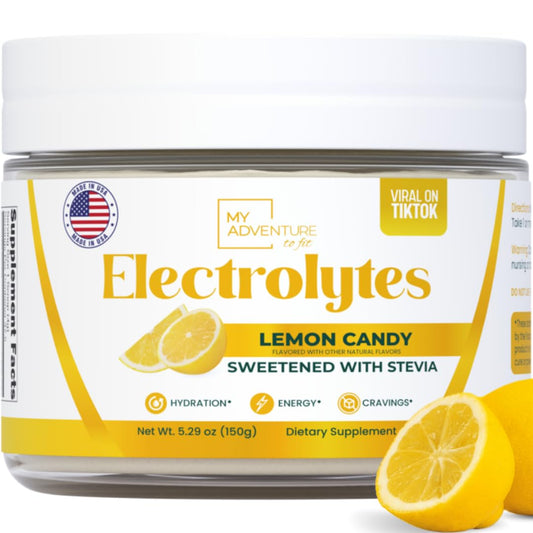 My Adventure to Fit Zero Sugar Lemon Candy Electrolytes bottle pour for refreshing gym hydration