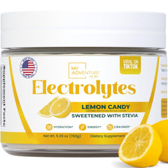 My Adventure to Fit Zero Sugar Lemon Candy Electrolytes bottle pour for refreshing gym hydration
