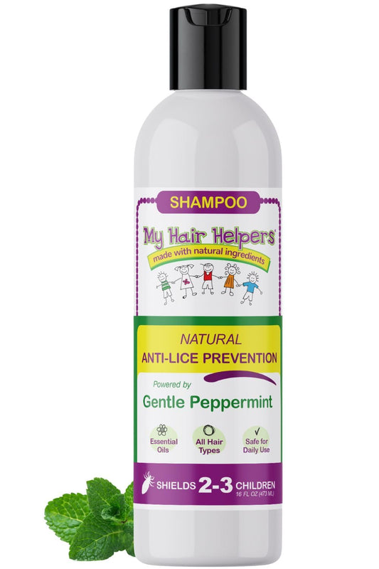 My Hair Helpers anti lice shampoo bottle front view for daily protection