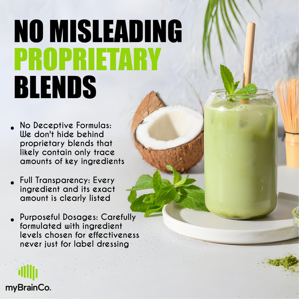 myBrainCo Nootropic Greens alpha-GPC visual highlighting cognitive support