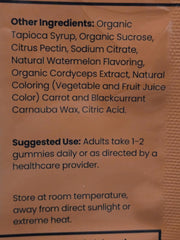 MYCOMedix Cordyceps gummies packaging on view highlights quality ingredients and consistency.