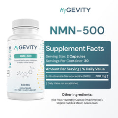MyGevity NMN capsules closeup shows easy to swallow form