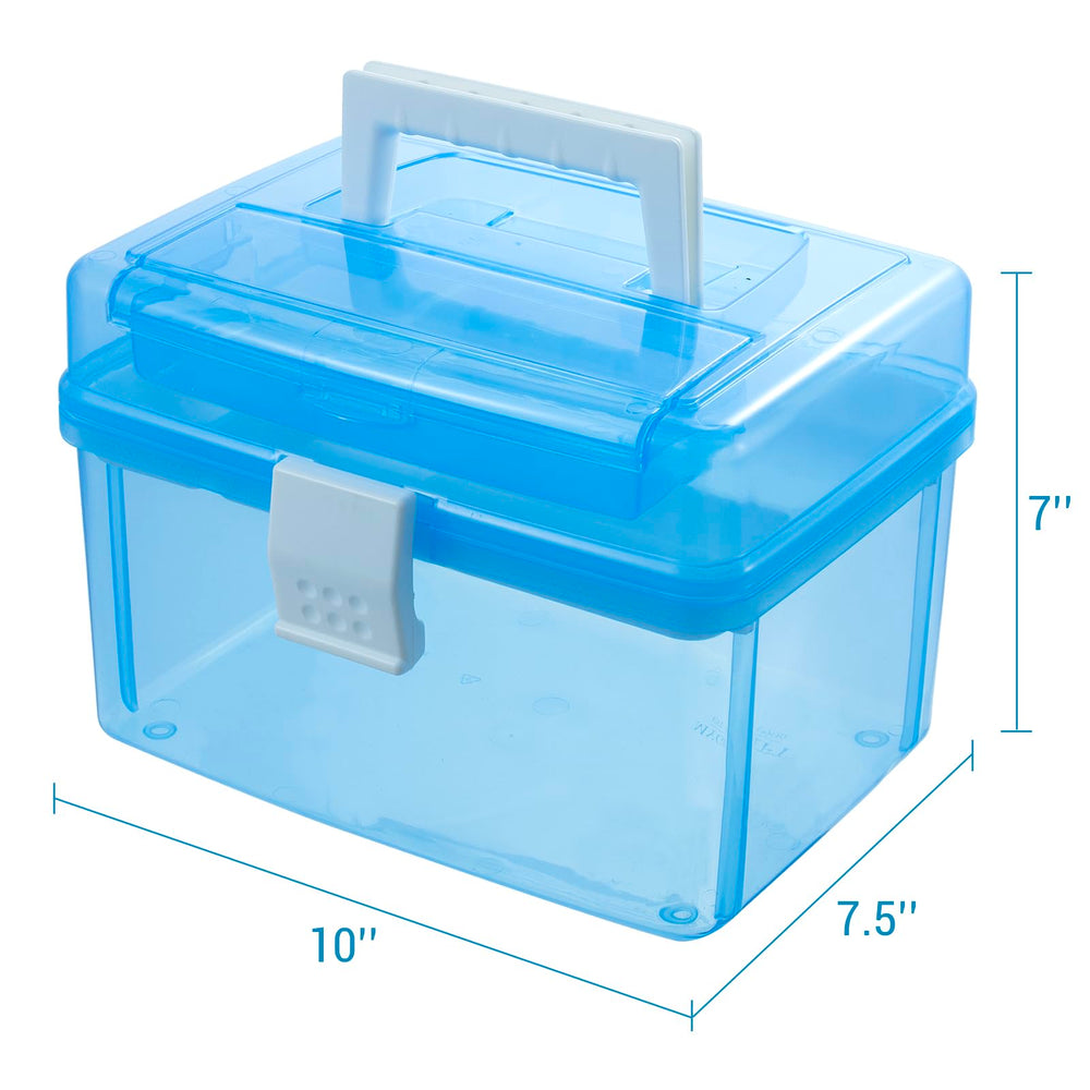 Transparent blue container is durable and simple to clean for travel and home use.