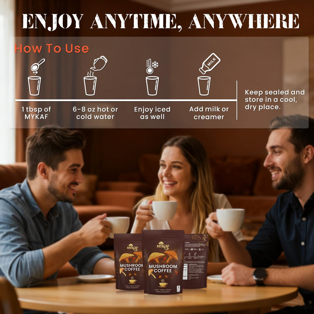 MYKAF Instant powder dissolves quickly for easy, quick-mix coffee anytime.