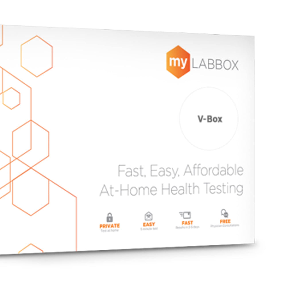 myLAB Box V-Box guides sample collection for accurate at-home testing.
