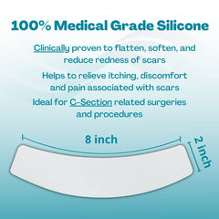 MyNewGel Plus scar sheet on abdomen, flexible fit for post op comfort.