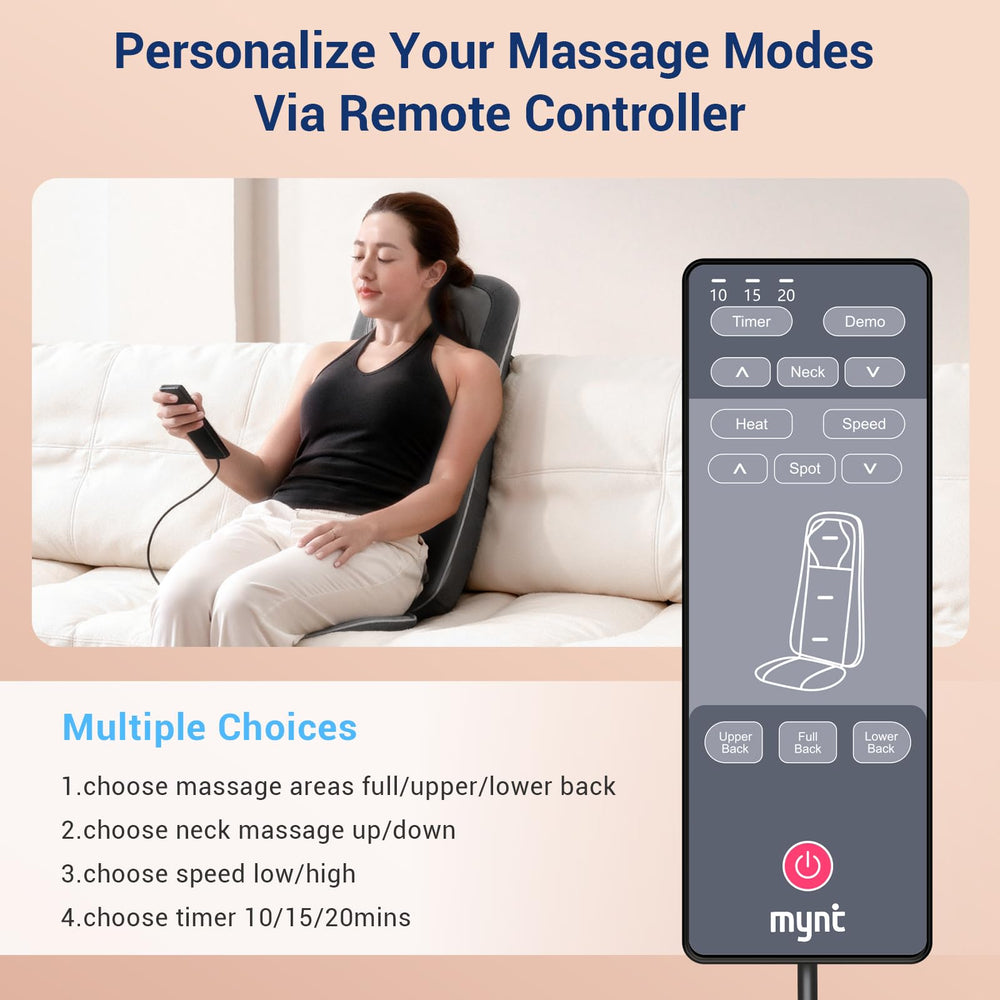 Control panel of Mynt massager with demo mode and adjustable speed.