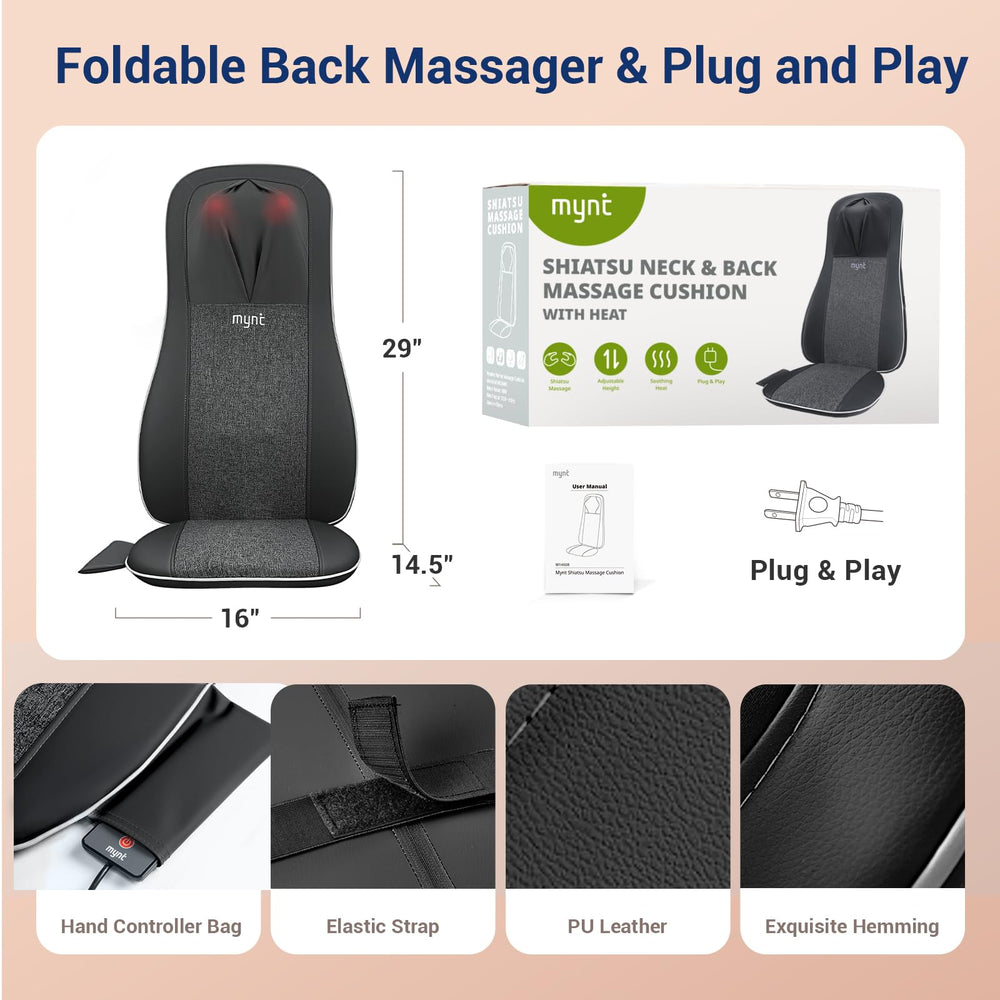 Mynt massager atop a desk setup for office break relief.