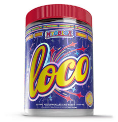Myoblox Loco packaging shows 40 servings for quick pre-workout energy