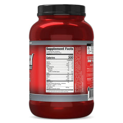 Dramatic shot of glass with prepared shake and flavor label emphasizing recovery.