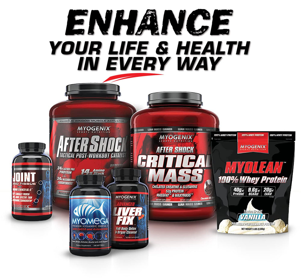 Myogenix Myolean low carb nutrition panel highlights minimal carbs.