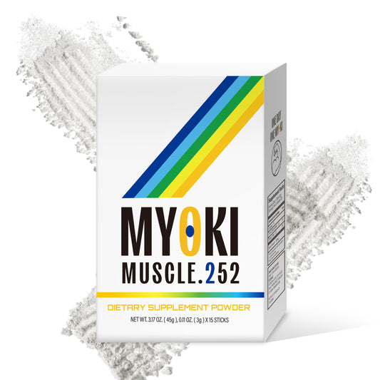 MYOKI Muscle Support Stick Pack ready to mix for daily lean muscle support.