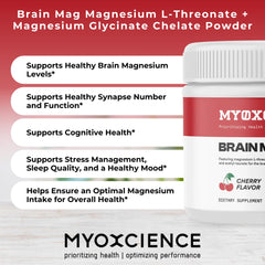 MYOXCIENCE Allergen-free label indicates gluten dairy soy GMO-free benefits.
