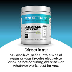 MYOXCIENCE Creapure Creatine jar packaging with tamper seal visible