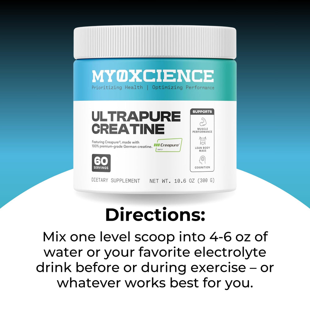 Active athlete using MYOXCIENCE Creapure Creatine Monohydrate during training.