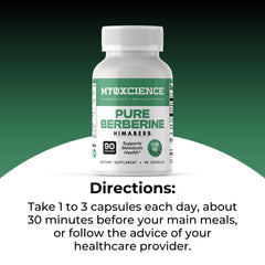 Quick-start guide graphic for MYOXCIENCE Berberine Himaberb dosage plan