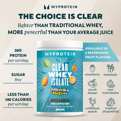 Myprotein Clear Whey Isolate Sour Watermelon glass highlights refreshing, low-calorie protein.
