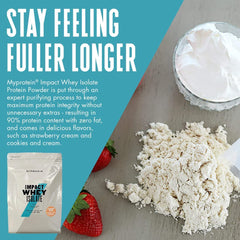 Myprotein Impact Whey Isolate Strawberry shaker ready for on-the-go mixes.