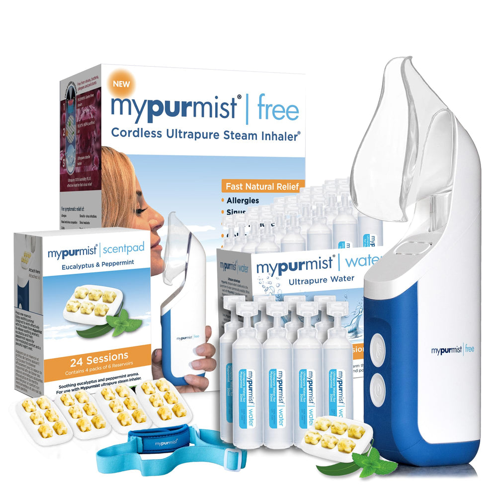 Mypurmist Free cordless steam inhaler front view for quick, portable therapy
