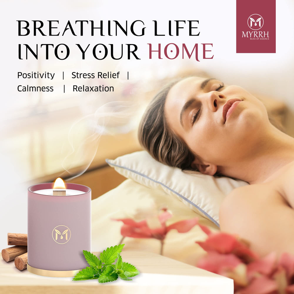 MyrrhUSA living-room setting candle on table adds ambience.