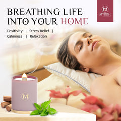 MyrrhUSA living-room setting candle on table adds ambience.