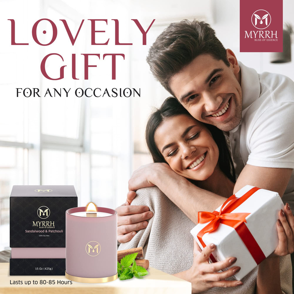 MyrrhUSA natural-soy-wax label emphasises clean ingredients.