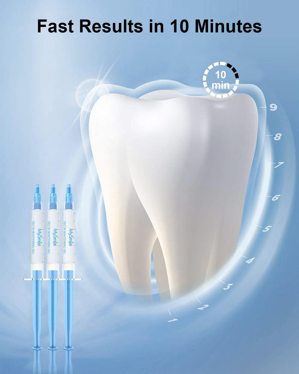 Close-up of MySmile whitening gel tubes for easy at-home treatments.