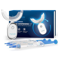MySmile teeth whitening kit LED light accelerates gentle whitening.