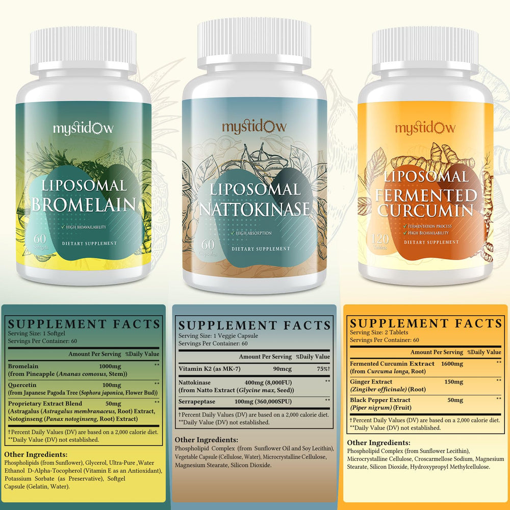 Mystidow Spike Support Trio bottle back view showing supplement facts for informed use.