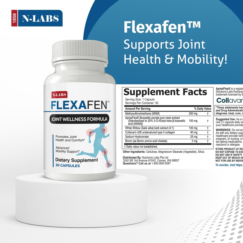 N-Labs Flexafen capsules ready to take with meals for smoother movement