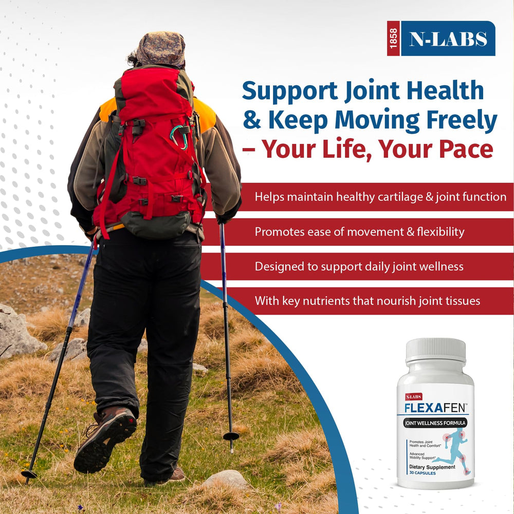 N-Labs Flexafen bottle and label highlighting MSM and Type 2 Collagen