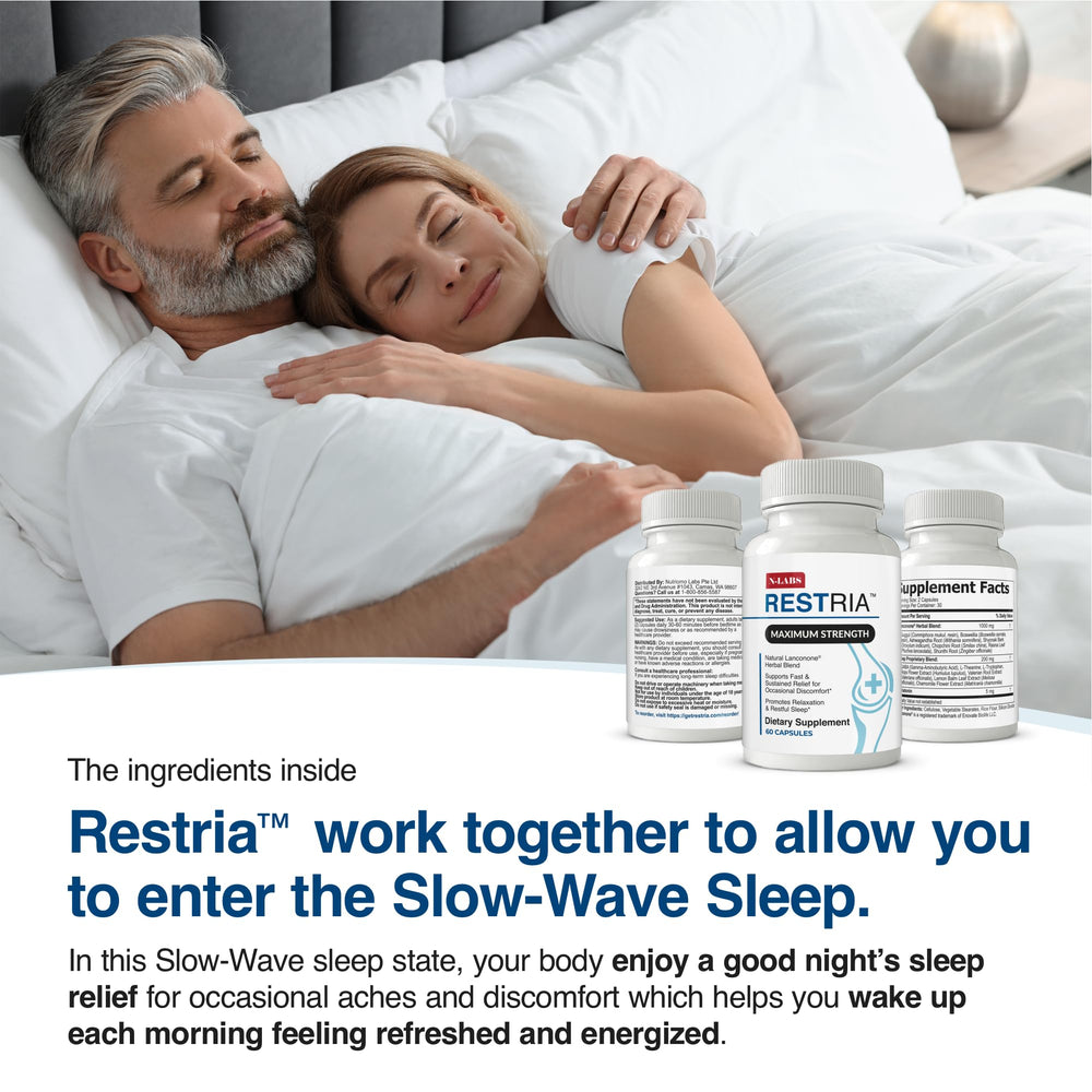 N-Labs Restria melatonin and botanicals focus on promoting relaxed sleep.
