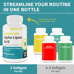Naering liposomal alpha lipoic acid label detail showing 1400mg dose