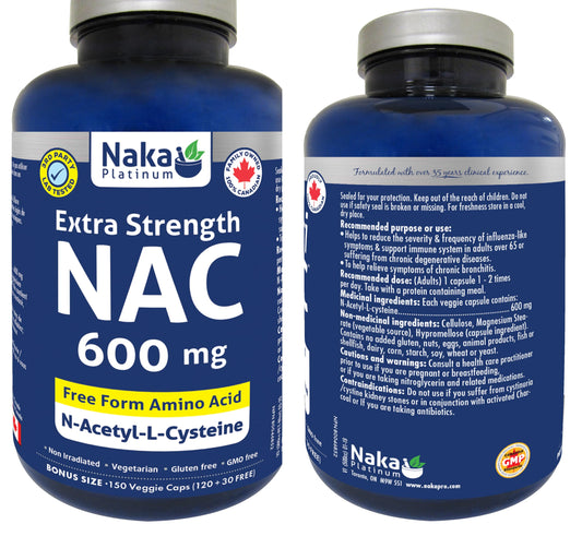 NAKA Platinum NAC bottle with pour view for easy daily dosing