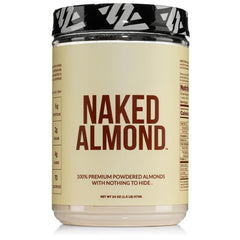 NAKED Almond Protein Powder canister showing a single-ingredient vegan protein for versatile recipes.