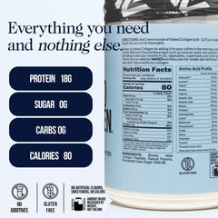 NAKED Caramel Collagen Peptides powder tub showing smooth blendability in recipes.