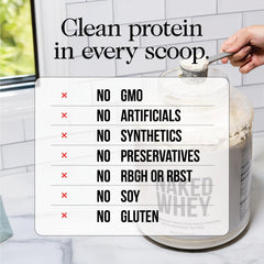 Close-up of ingredients shows six premium components in Naked Isolate.