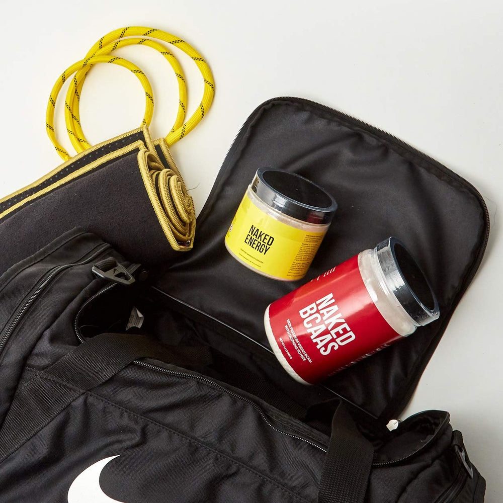 NAKED Energy athlete preworkout in shaker ready for training