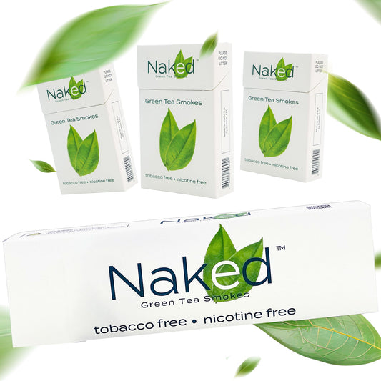 Naked Green Tea Cigarettes Lite pack open, nicotine-free option ready for use.