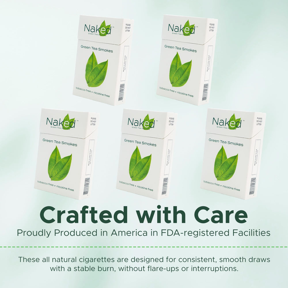 Naked Green Tea Cigarettes Lite USA-made facility imagery for quality control.
