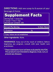 NAKED L-Glutamine made in USA icon on package.
