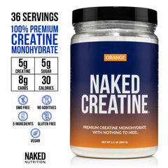NAKED orange creatine dissolves quickly in water for smooth drinks.