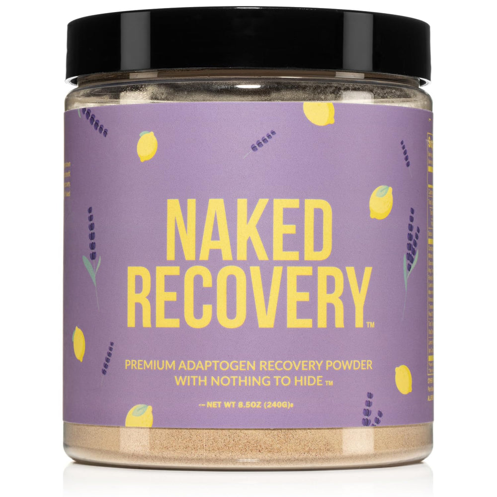 NAKED Recovery powder tub ready to mix for post-workout support