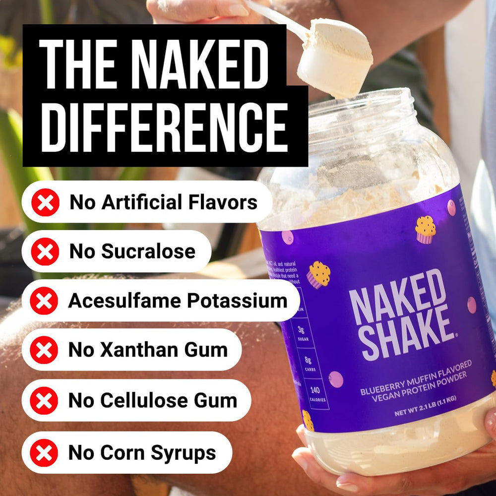NAKED Shake Blueberry Muffin Powder shaker set for quick on-the-go shakes