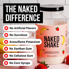 NAKED Shake scoop in bag highlights convenient portioning for quick workouts.