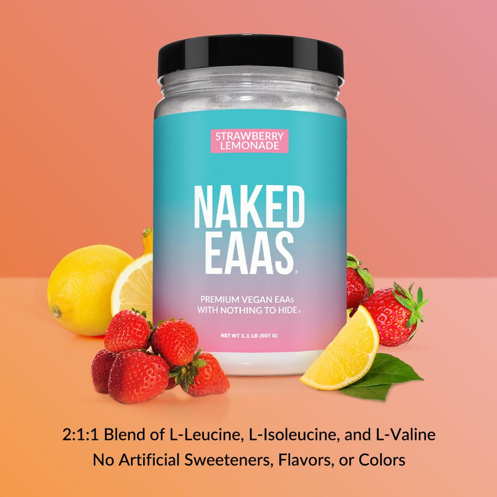 NAKED Strawberry Lemonade EAAs scoop for quick pre-workout mix
