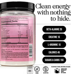 NAKED Strawberry Lemonade Energy tub front shows vegan, no added sweeteners.