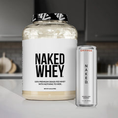 NSF Certified sticker visible on Naked Whey Chocolate packaging.